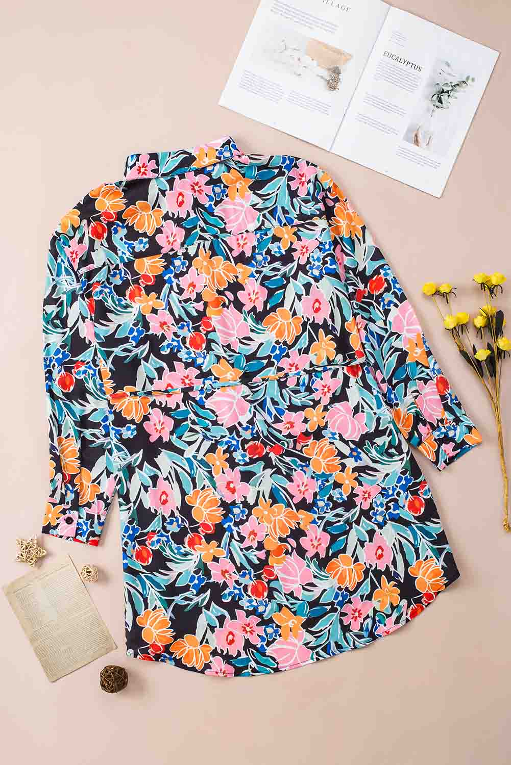 Fashionsarah.com Floral Buttoned Collared Mini Dress