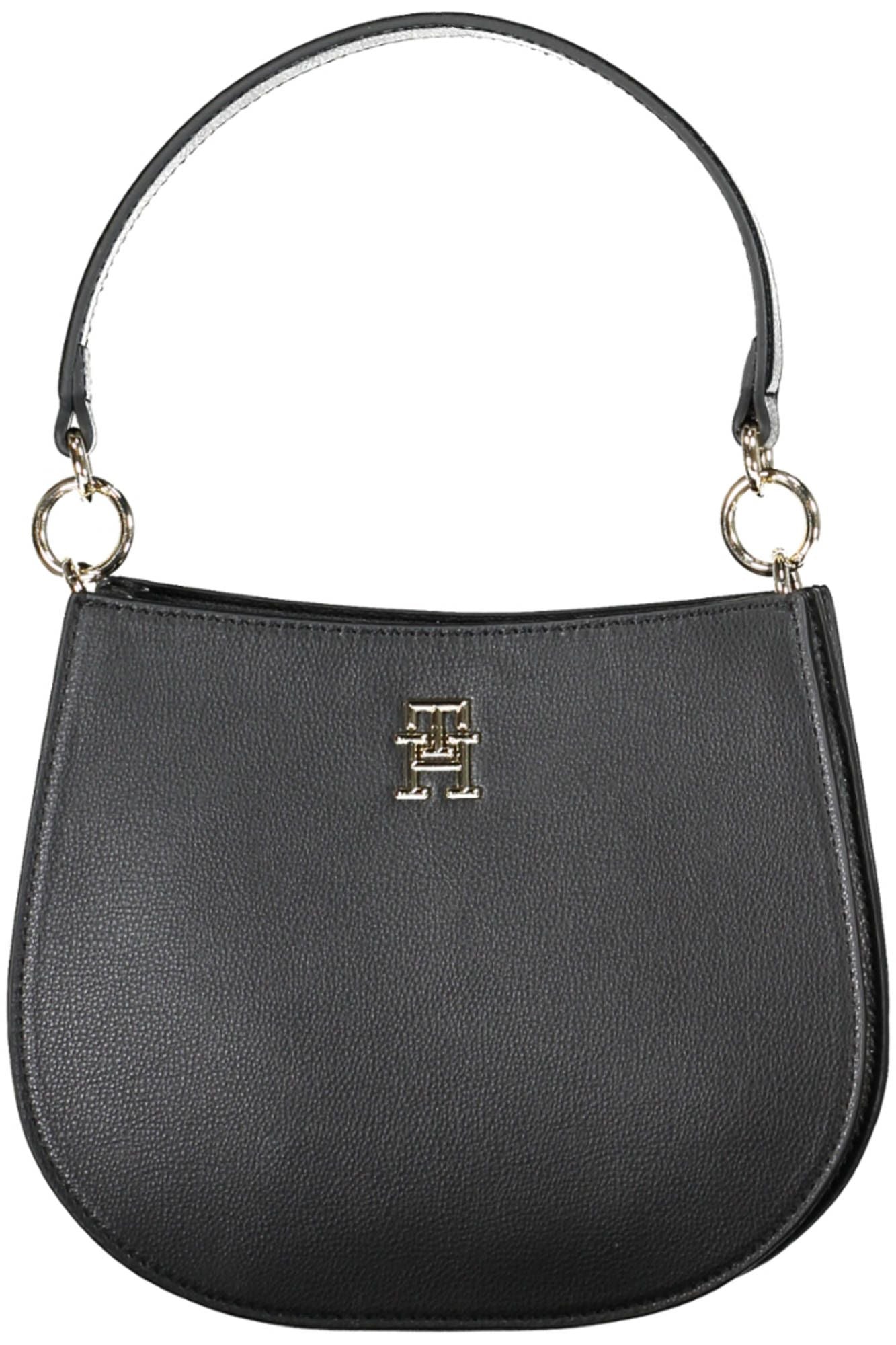 Fashionsarah.com Fashionsarah.com Tommy Hilfiger Elegant Black Handbag with Contrasting Details