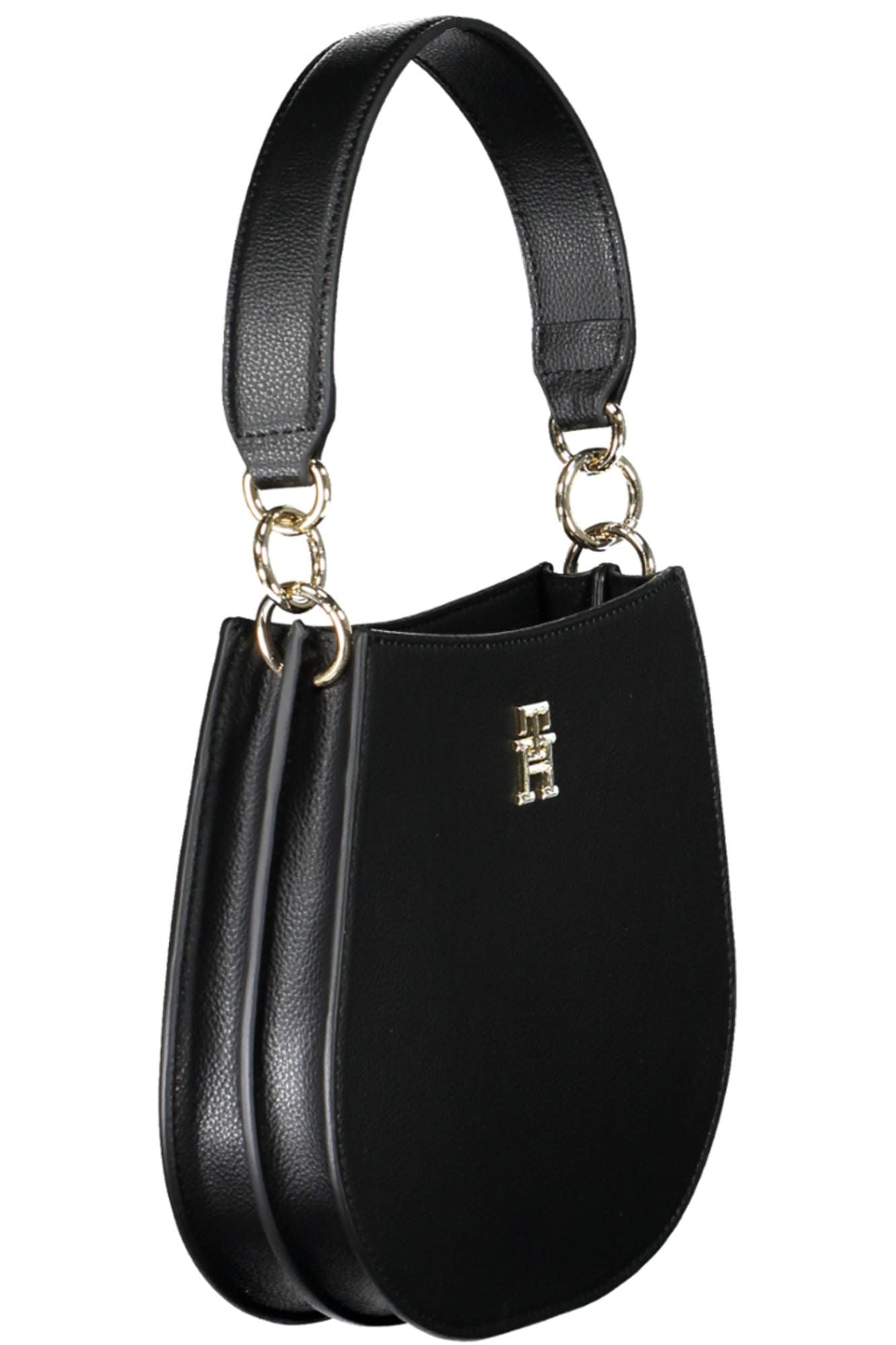 Fashionsarah.com Fashionsarah.com Tommy Hilfiger Elegant Black Handbag with Contrasting Details