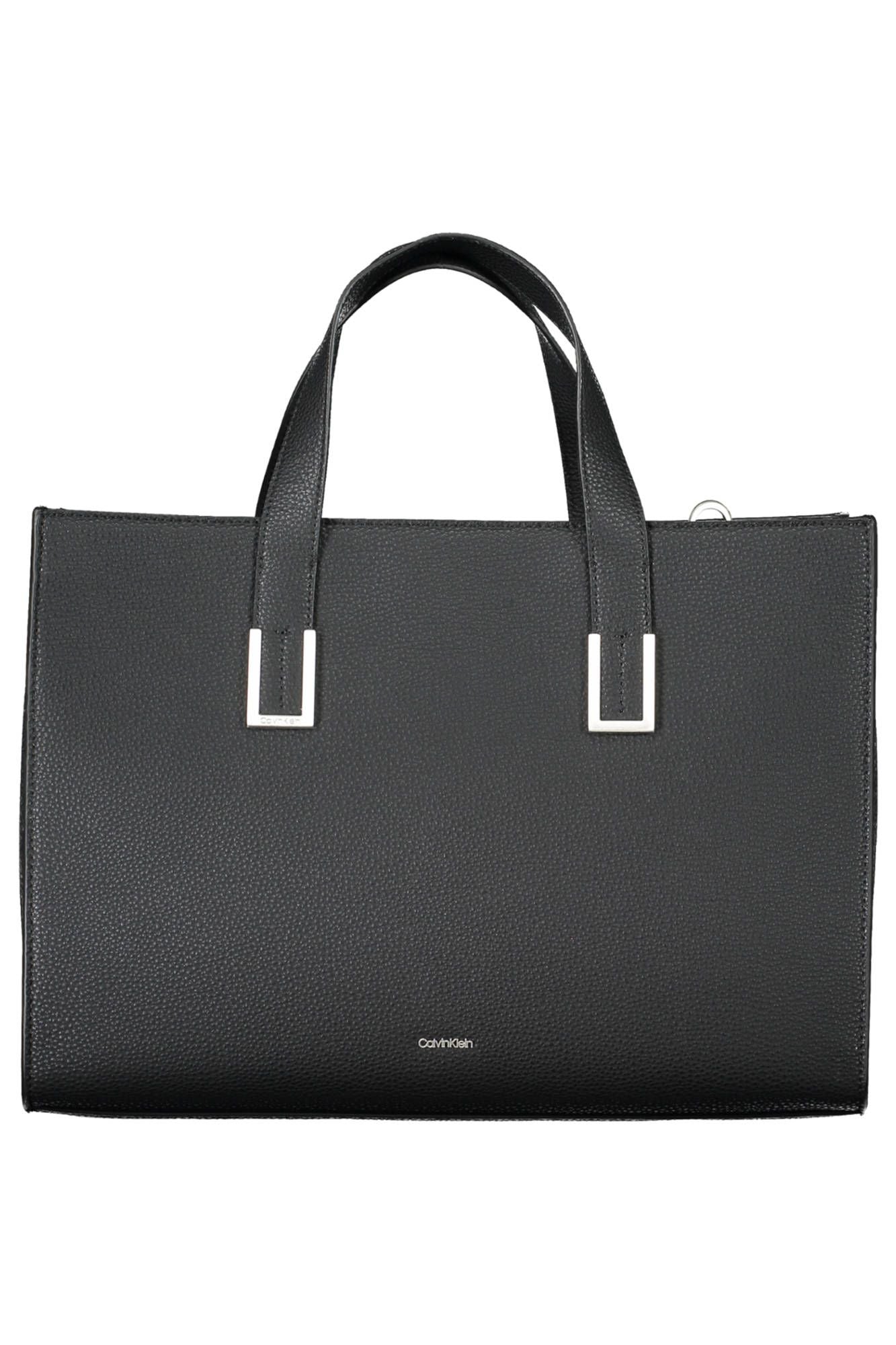 Fashionsarah.com Fashionsarah.com Calvin Klein Elegant Two-Handled Black Handbag with Logo