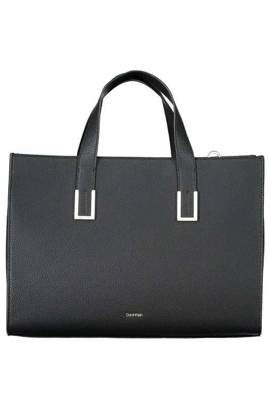 Fashionsarah.com Fashionsarah.com Calvin Klein Elegant Two-Handled Black Handbag with Logo