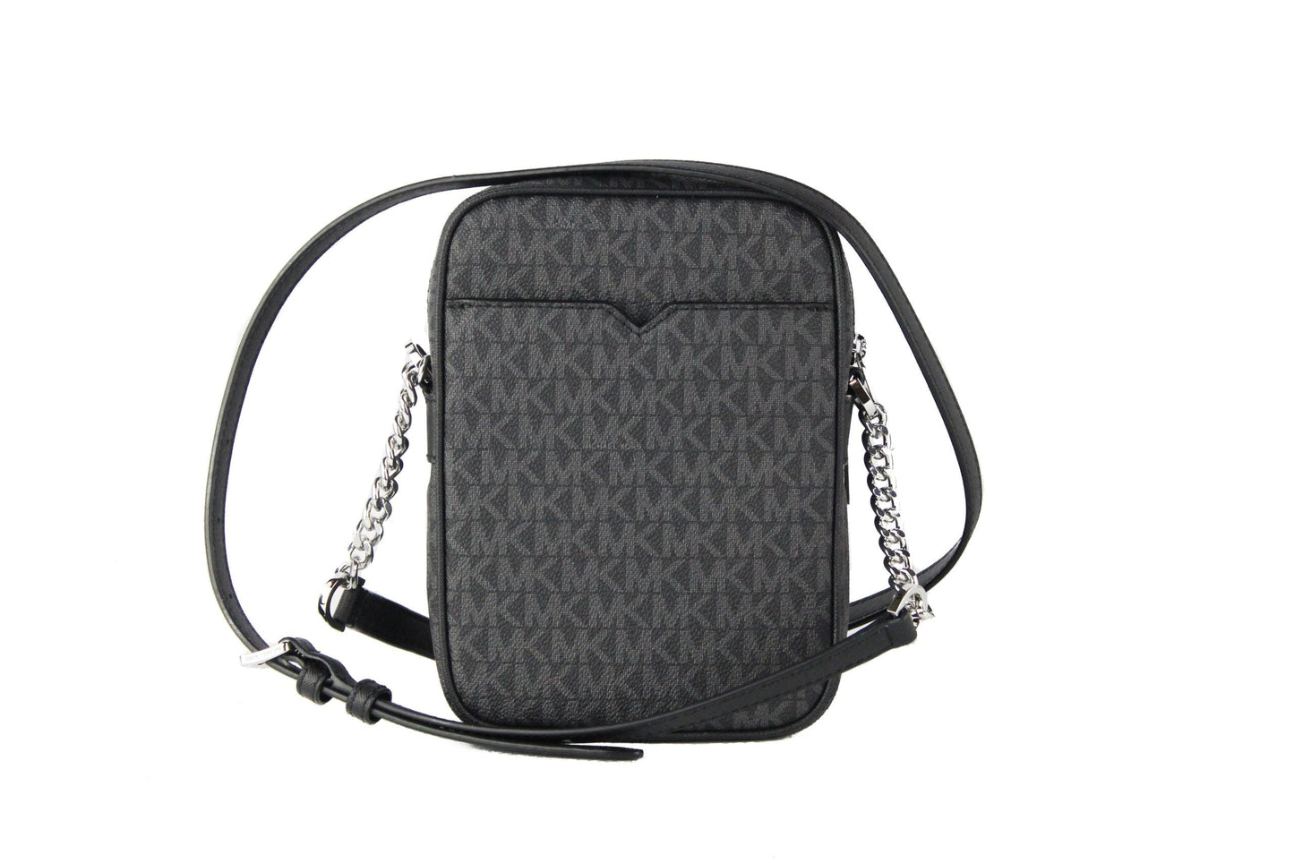 Fashionsarah.com Fashionsarah.com Michael Kors Medium Signature Leather North South Chain Crossbody Handbag Black