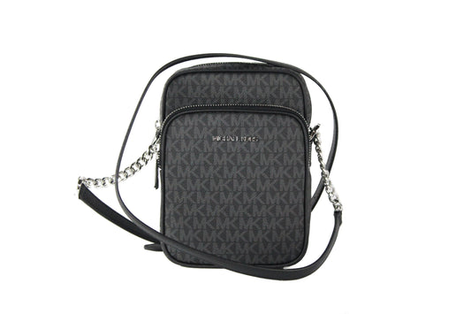 Fashionsarah.com Fashionsarah.com Michael Kors Medium Signature Leather North South Chain Crossbody Handbag Black