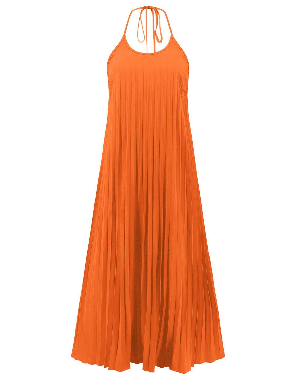 Pleated Halter Neck Sleeveless Dress | Fashionsarah.com