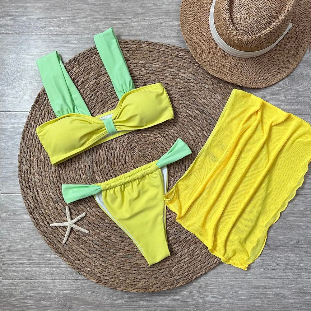 3 Pieces Bikini Set With Mini Skirt | Fashionsarah.com