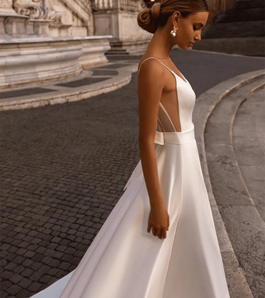 Spaghetti Strap Wedding Dress with Pockets