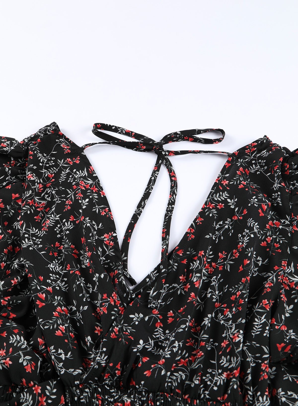 Black Floral Ruffled Crop Top and Maxi Skirt | Fashionsarah.com