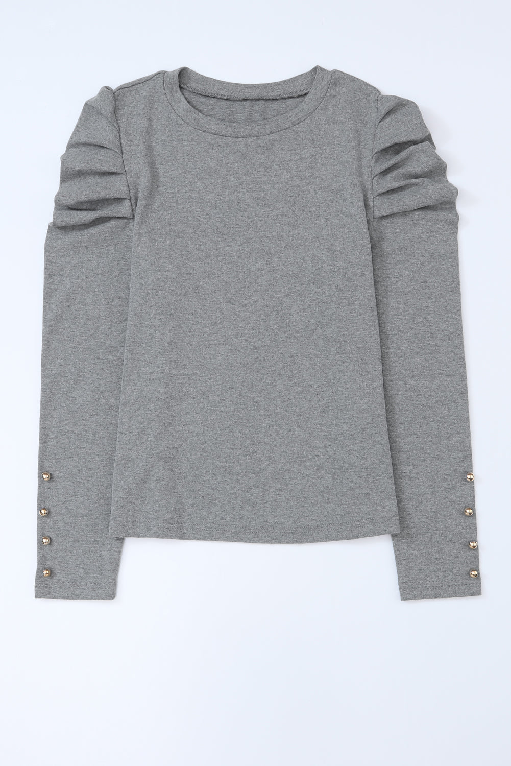 Gray Buttoned Puff Sweatershirt | Fashionsarah.com