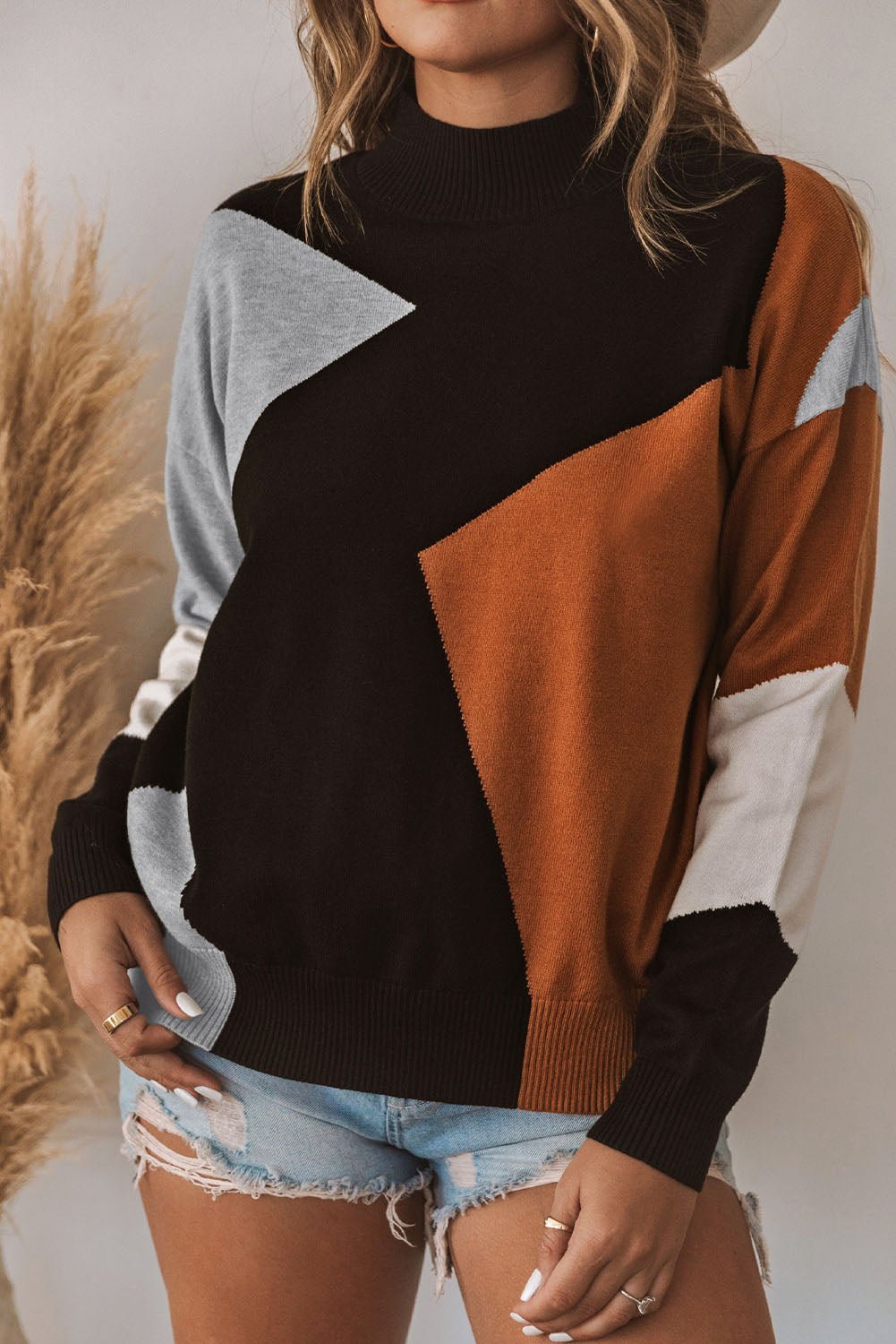 Orange Drop Shoulder Knitted Women Sweatshirts | Fashionsarah.com