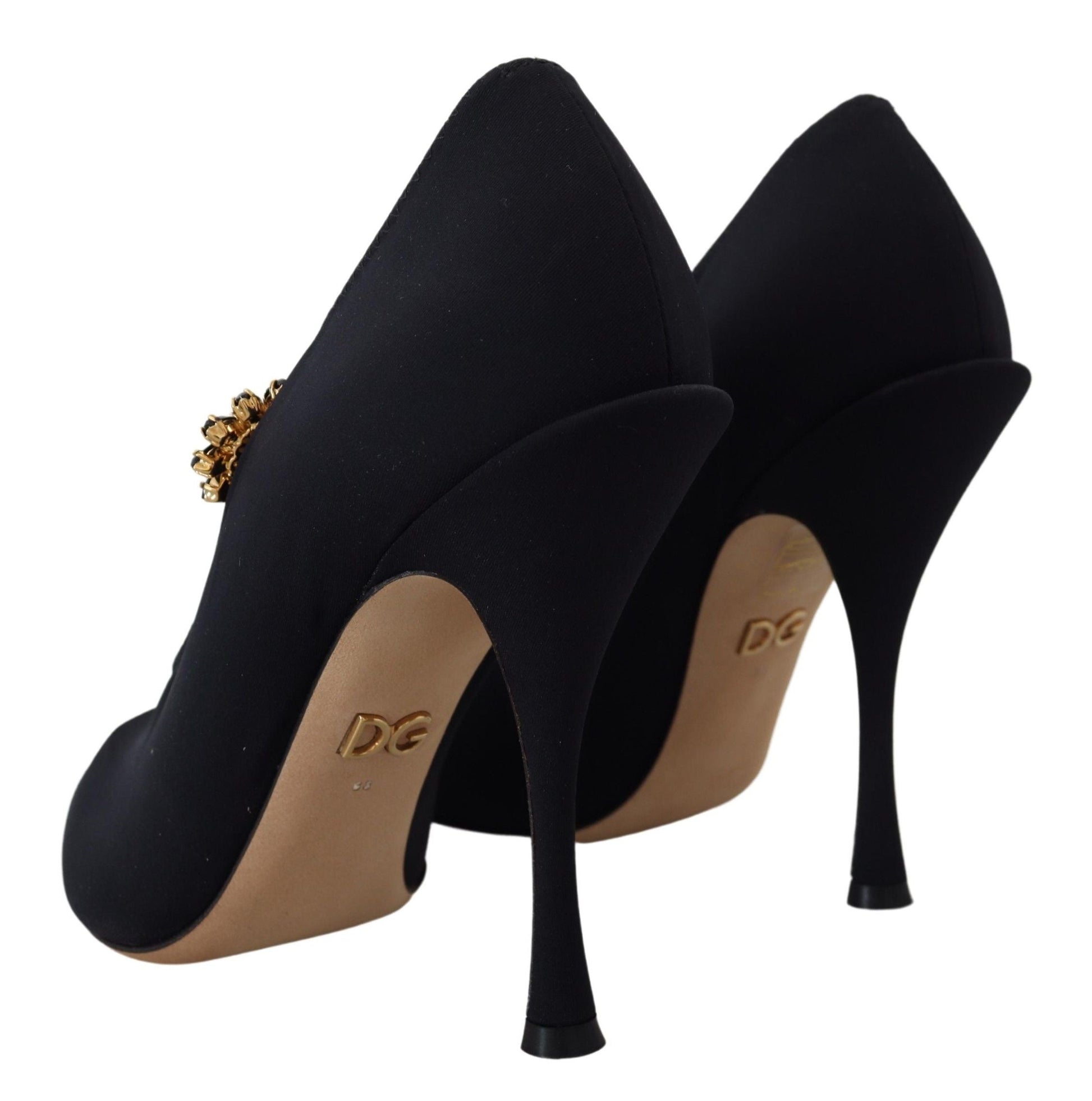 Dolce & Gabbana Black Socks Stretch Crystal Pumps Shoes | Fashionsarah.com