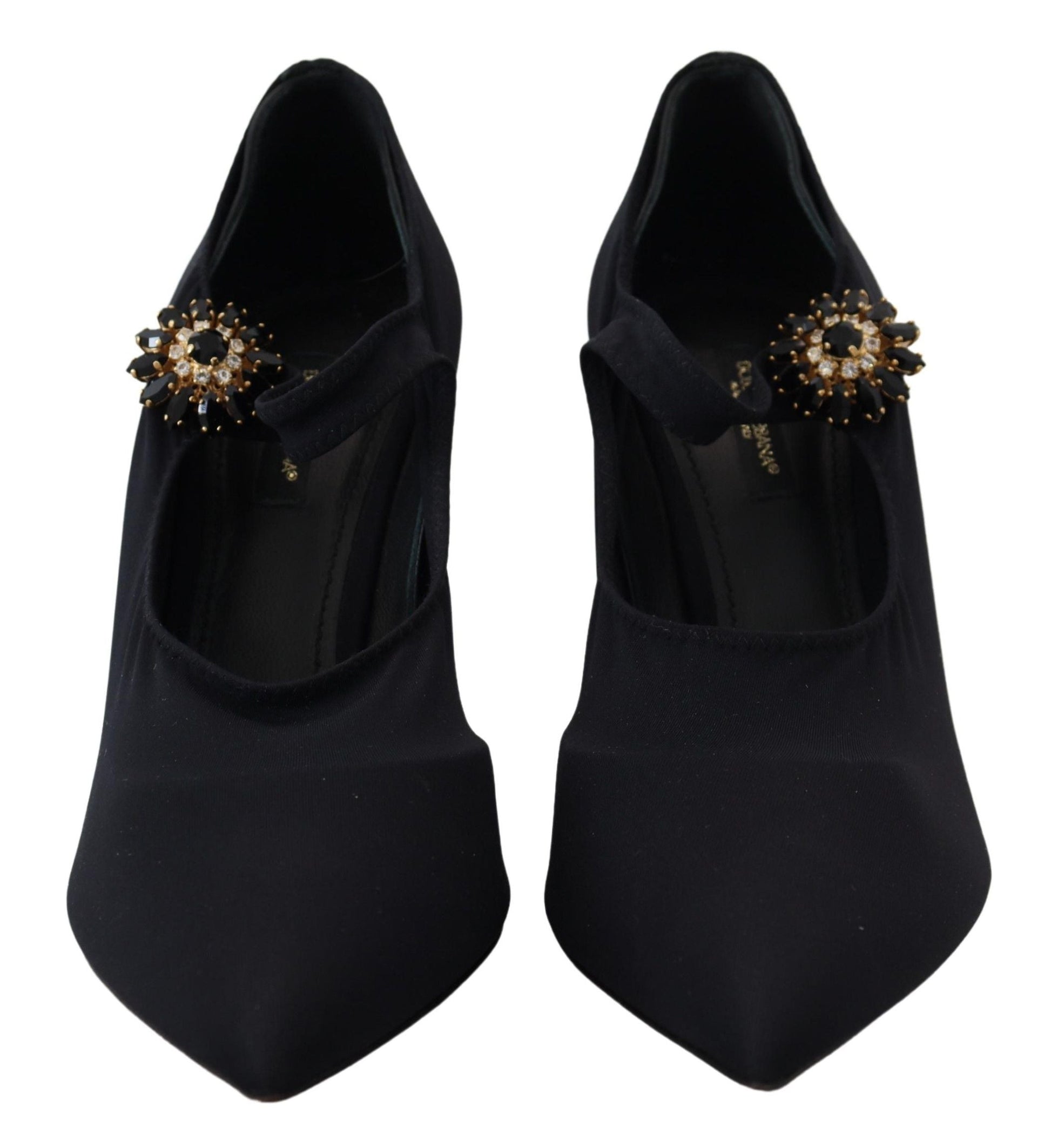 Dolce & Gabbana Black Socks Stretch Crystal Pumps Shoes | Fashionsarah.com