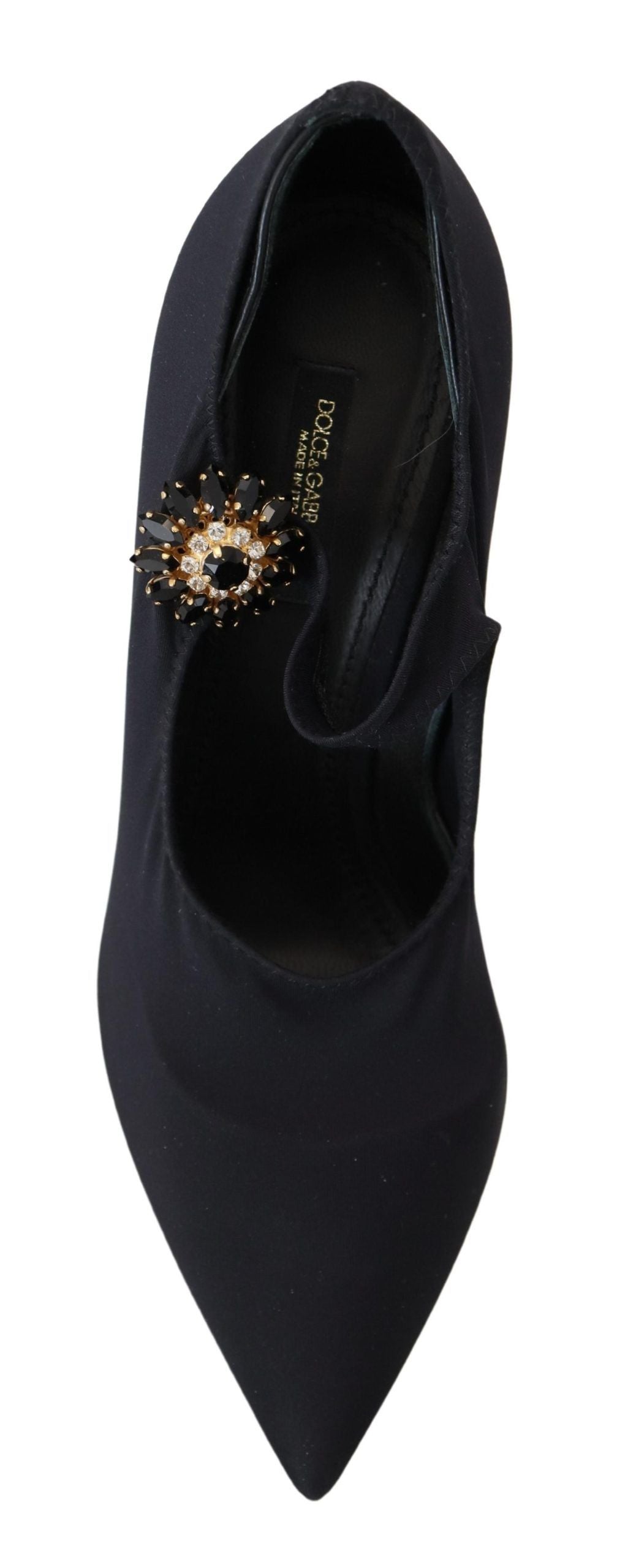 Dolce & Gabbana Black Socks Stretch Crystal Pumps Shoes | Fashionsarah.com