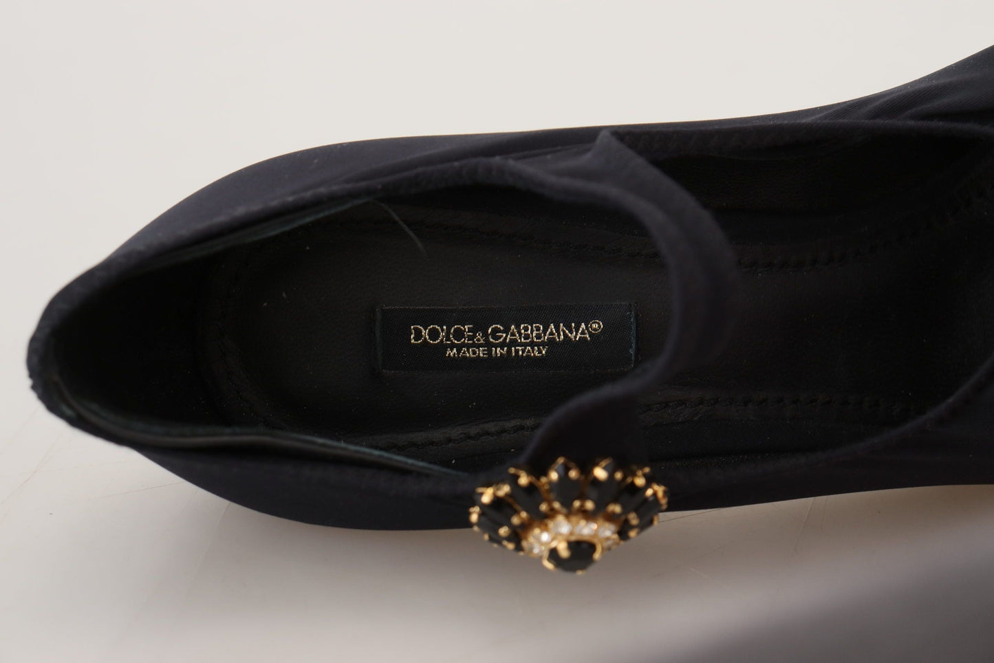 Dolce & Gabbana Black Socks Stretch Crystal Pumps Shoes | Fashionsarah.com