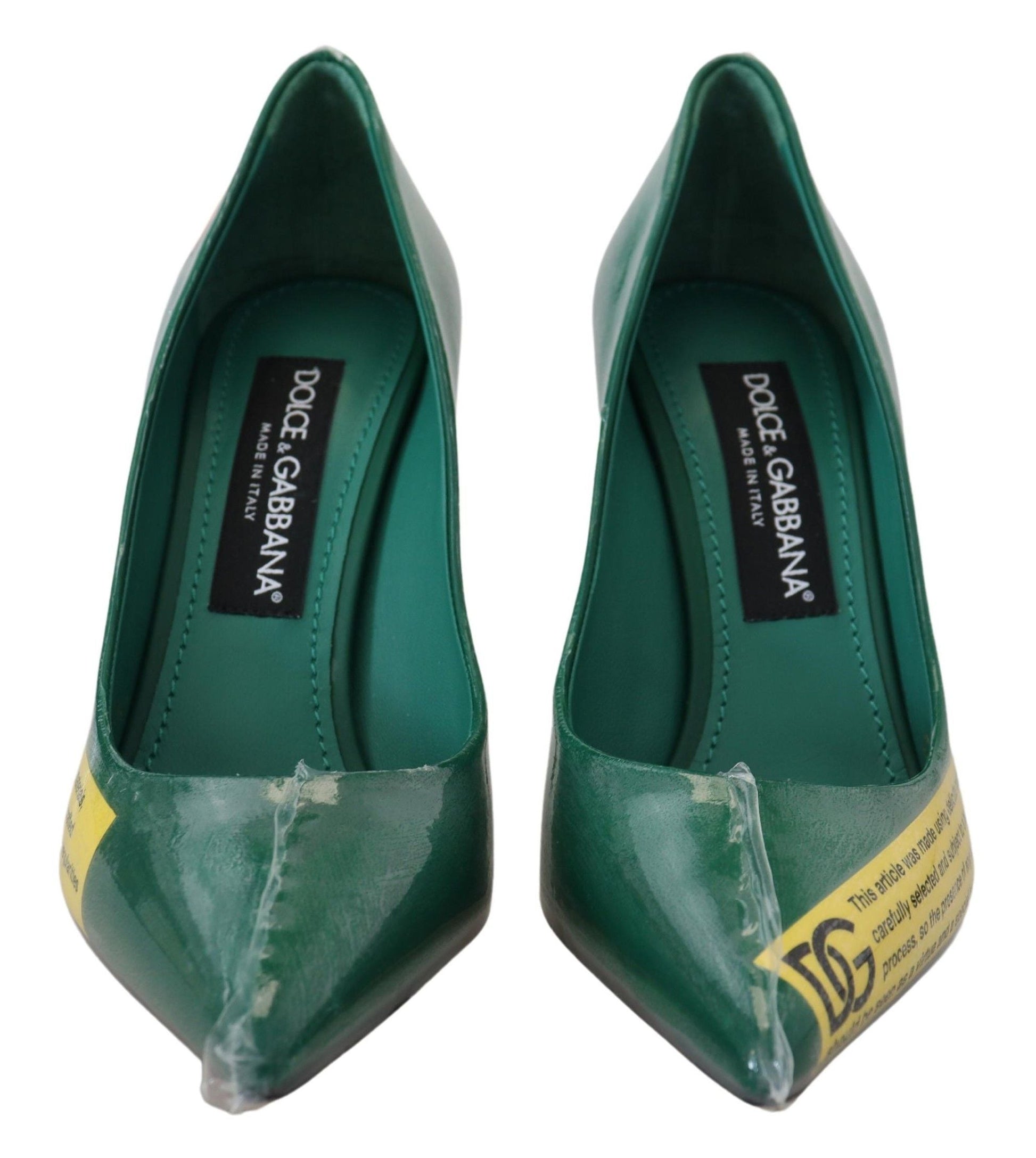 Dolce & Gabbana Green Leather Heels Pumps Plastic Shoes | Fashionsarah.com