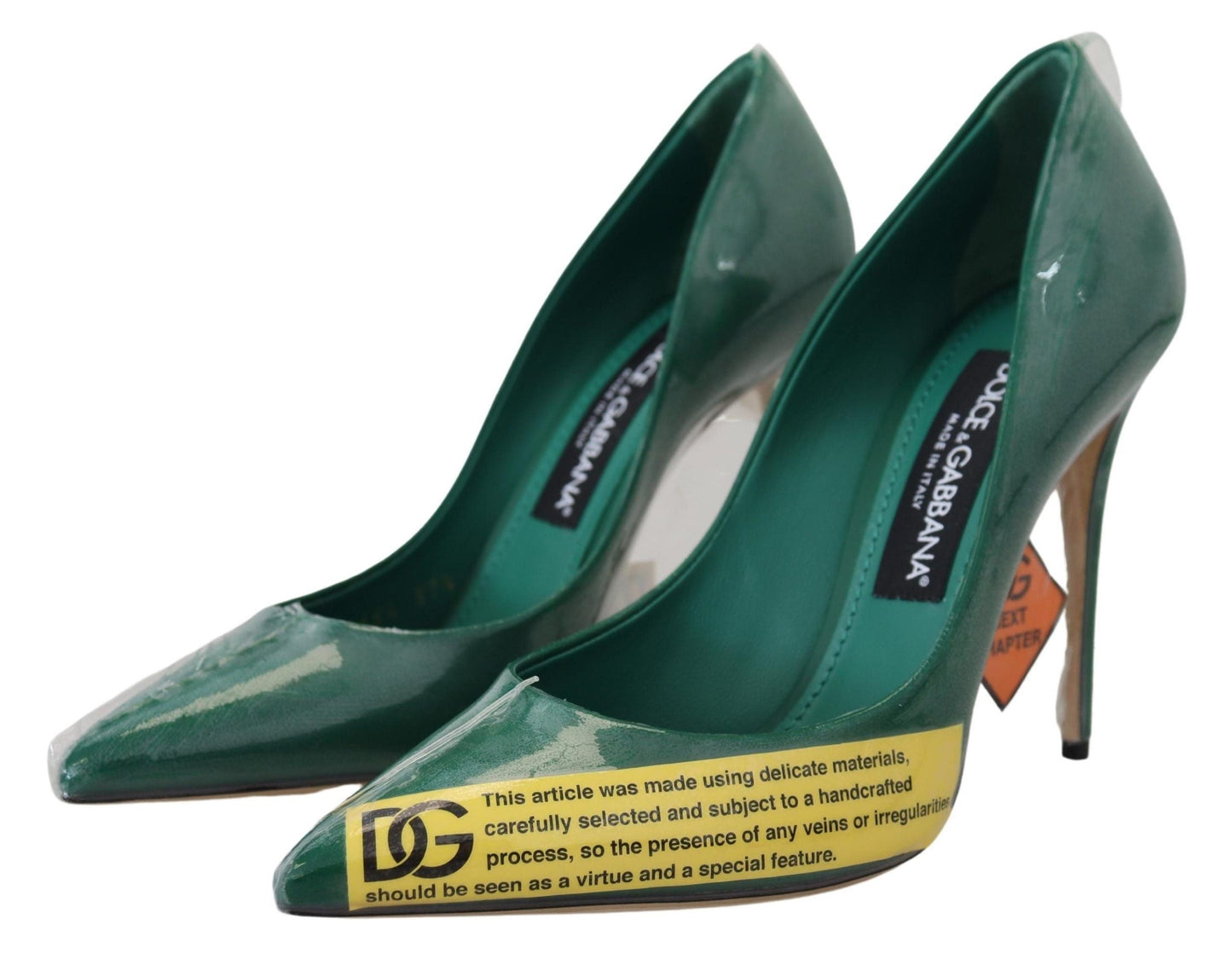 Dolce & Gabbana Green Leather Heels Pumps Plastic Shoes | Fashionsarah.com