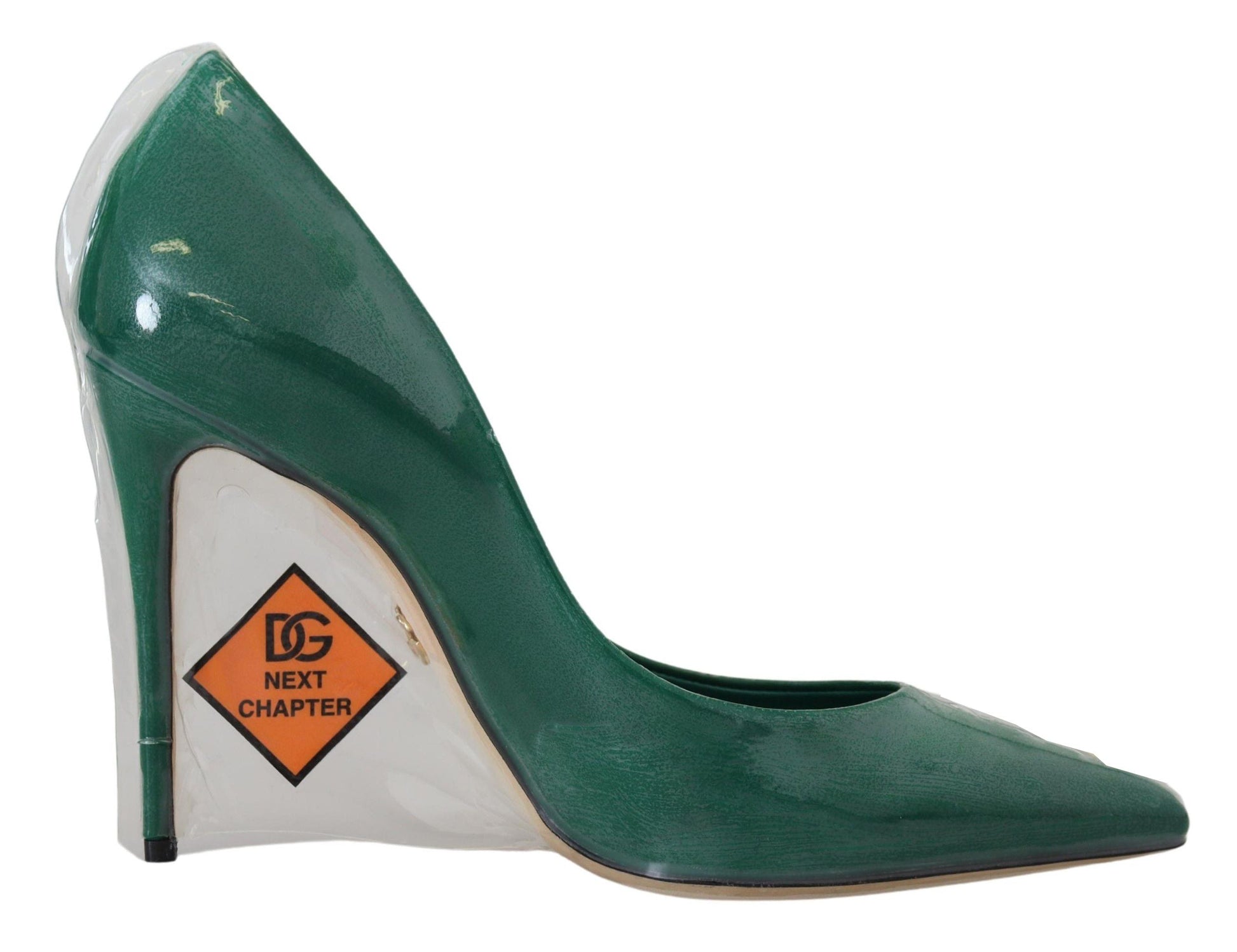 Dolce & Gabbana Green Leather Heels Pumps Plastic Shoes | Fashionsarah.com