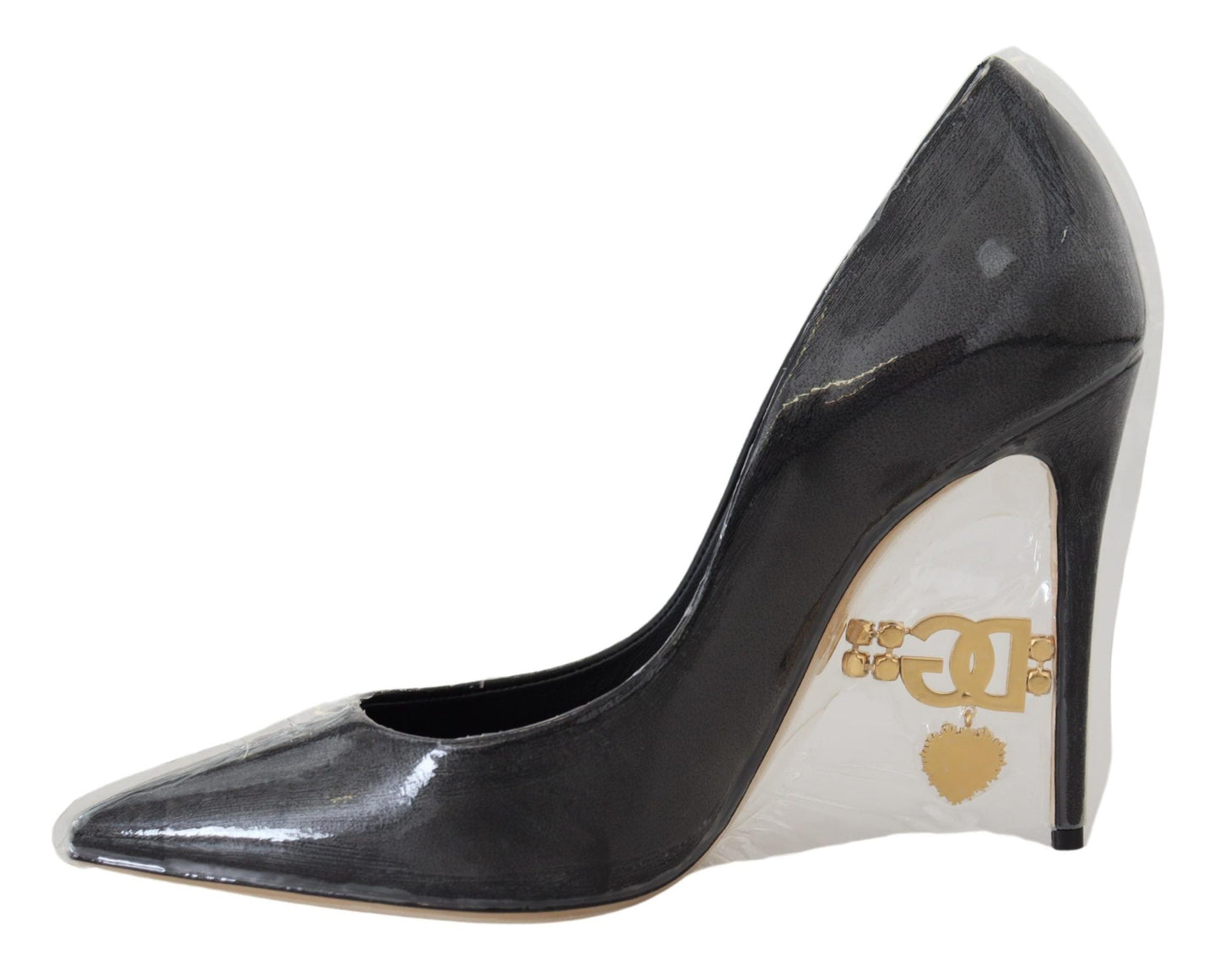 Dolce & Gabbana Black Leather Heels Pumps Plastic Wrapped Shoes | Fashionsarah.com