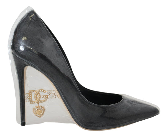 Dolce & Gabbana Black Leather Heels Pumps Plastic Wrapped Shoes | Fashionsarah.com