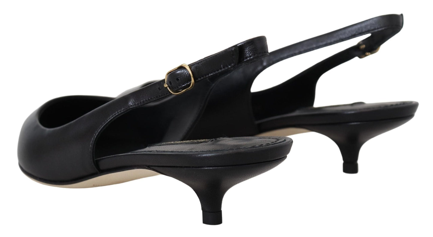 Dolce & Gabbana Black Leather Slingbacks Heels Pumps Shoes | Fashionsarah.com