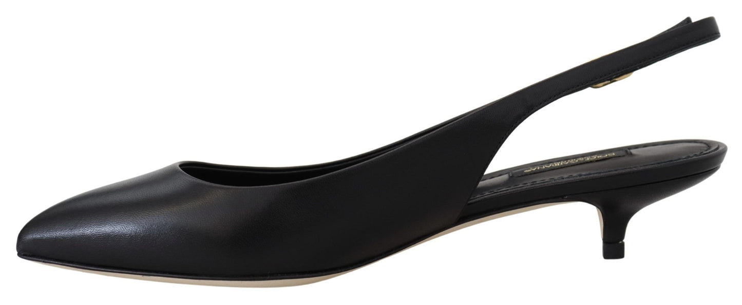 Dolce & Gabbana Black Leather Slingbacks Heels Pumps Shoes | Fashionsarah.com