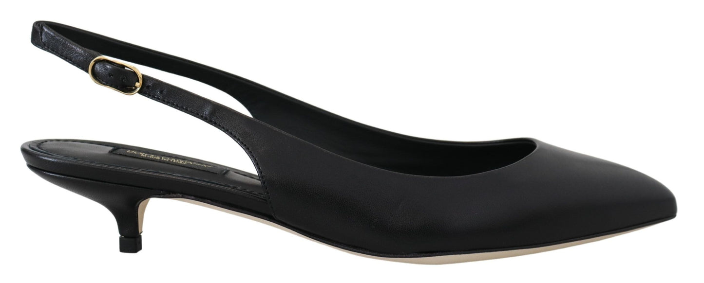 Dolce & Gabbana Black Leather Slingbacks Heels Pumps Shoes | Fashionsarah.com