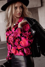 Load image into Gallery viewer, Rose Floral Shirred Cuffs Long Sleeve Shirt | Fashionsarah.com