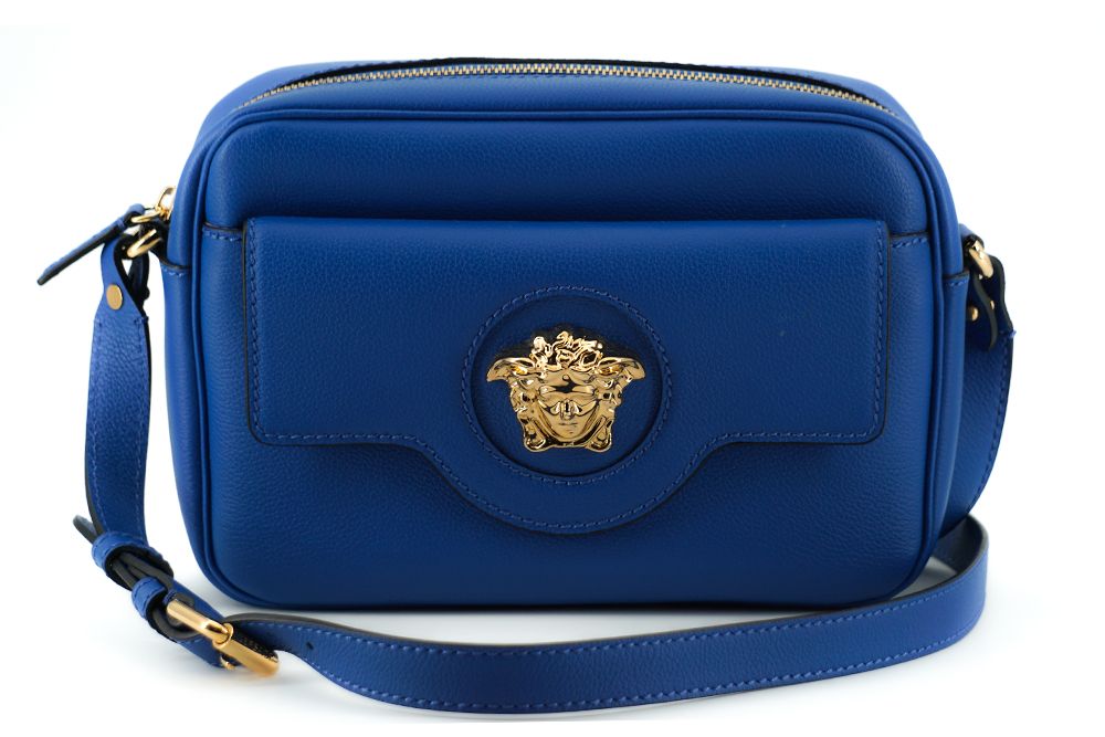 Fashionsarah.com Fashionsarah.com Versace Blue Leather Shoulder Bag