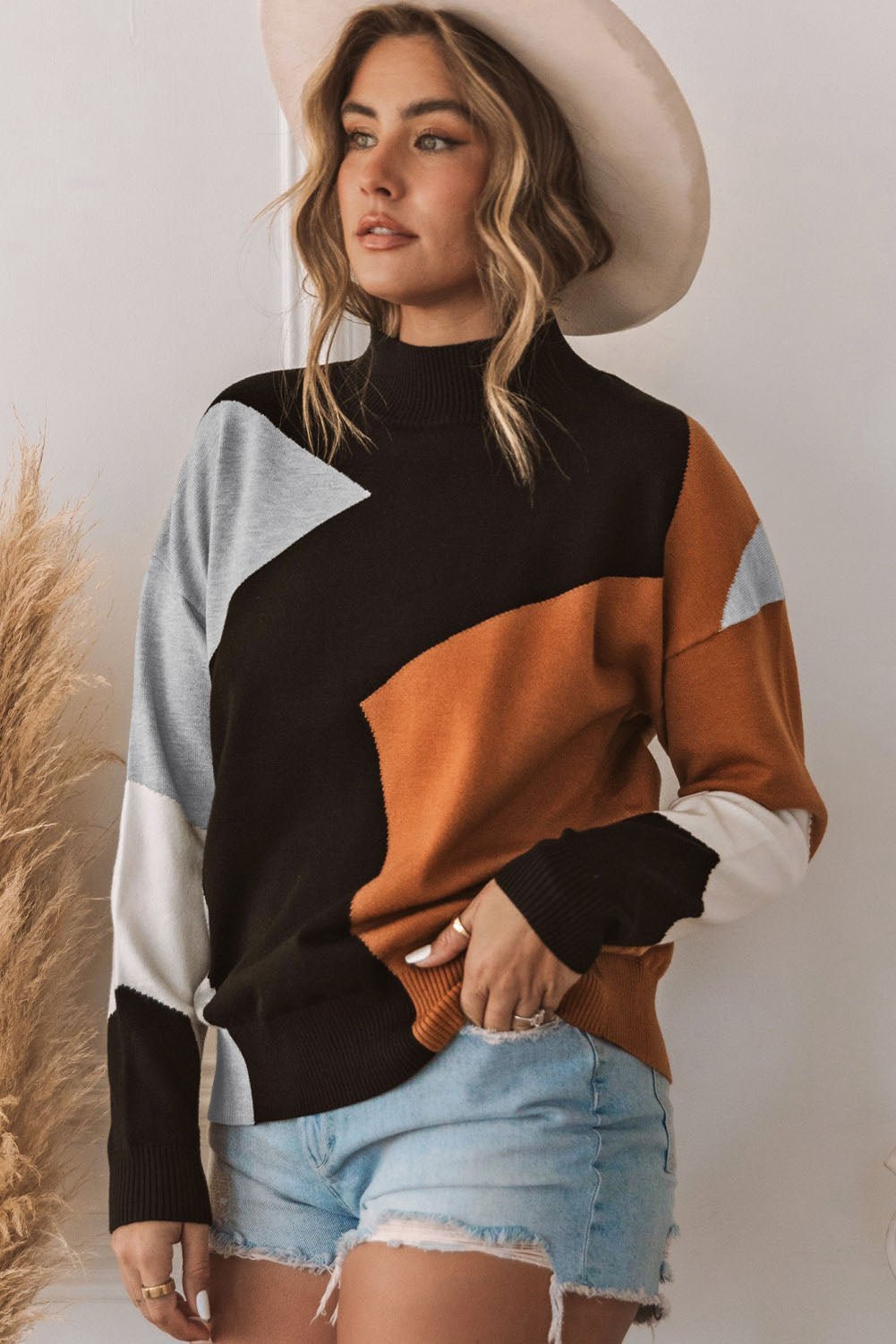 Orange Drop Shoulder Knitted Women Sweatshirts | Fashionsarah.com