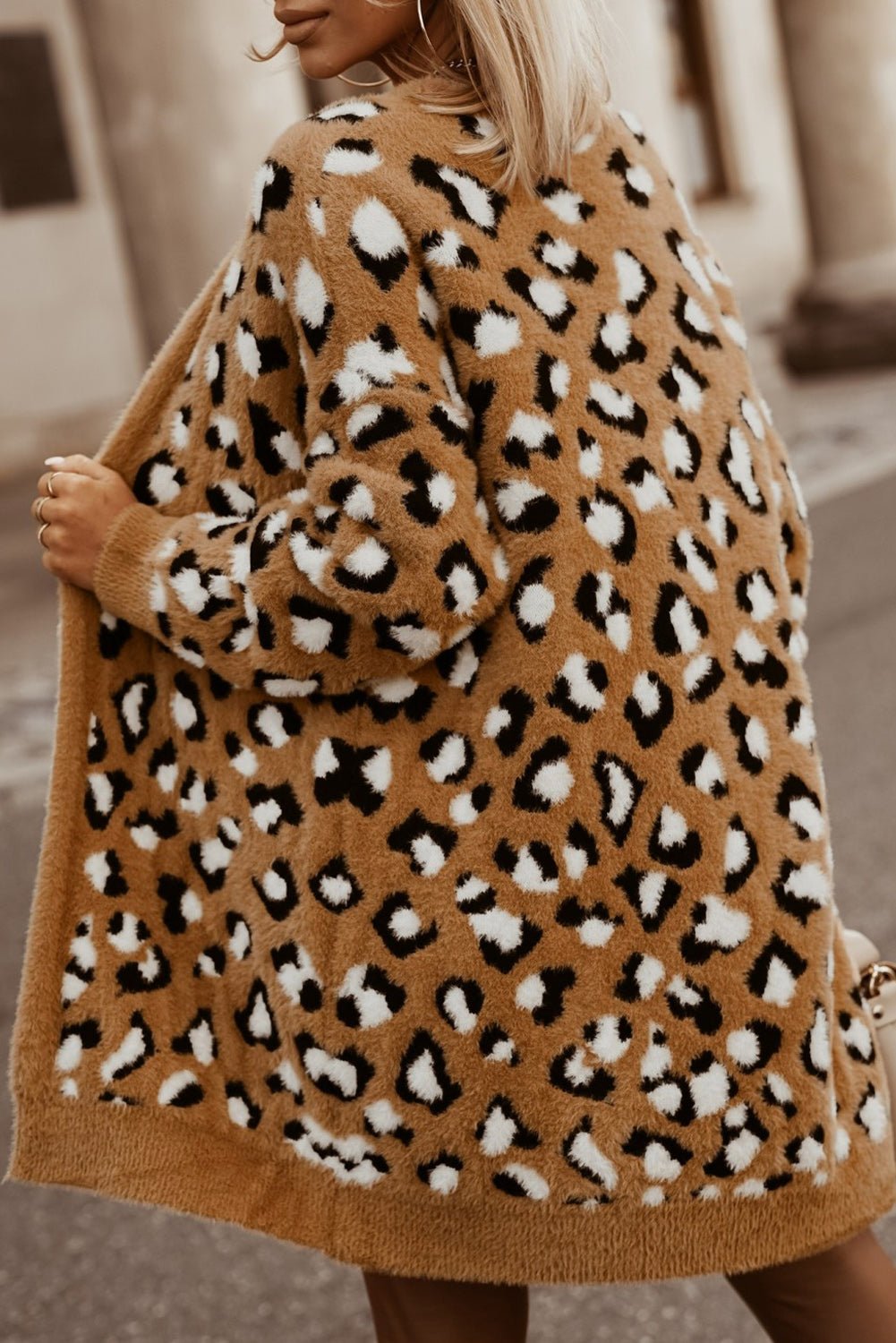 Fashionsarah.com Brown Leopard Print Fur Cardigan