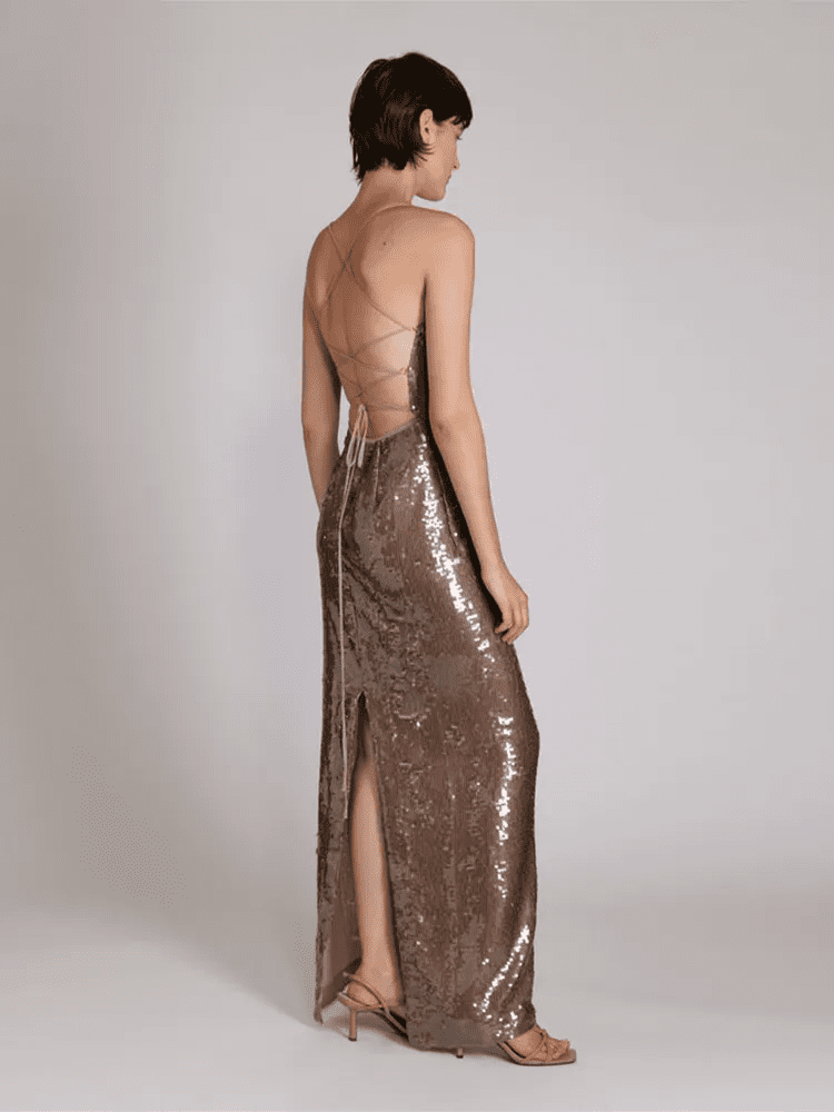 Backless Lace-up Slim Long Dress | Fashionsarah.com