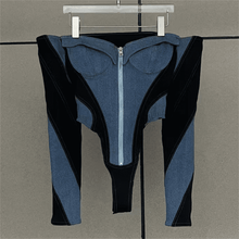 Load image into Gallery viewer, Denim Off Shoulder Bodysuits | Fashionsarah.com