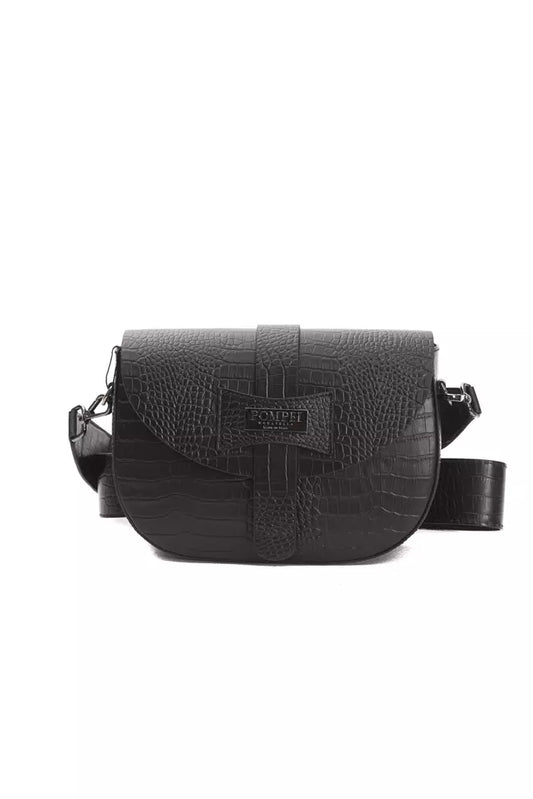 Pompei Donatella Black Leather Crossbody Bag | Fashionsarah.com