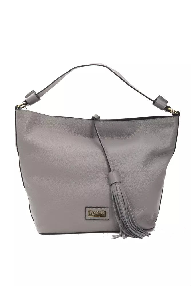 Pompei Donatella Gray Leather Shoulder Bag | Fashionsarah.com