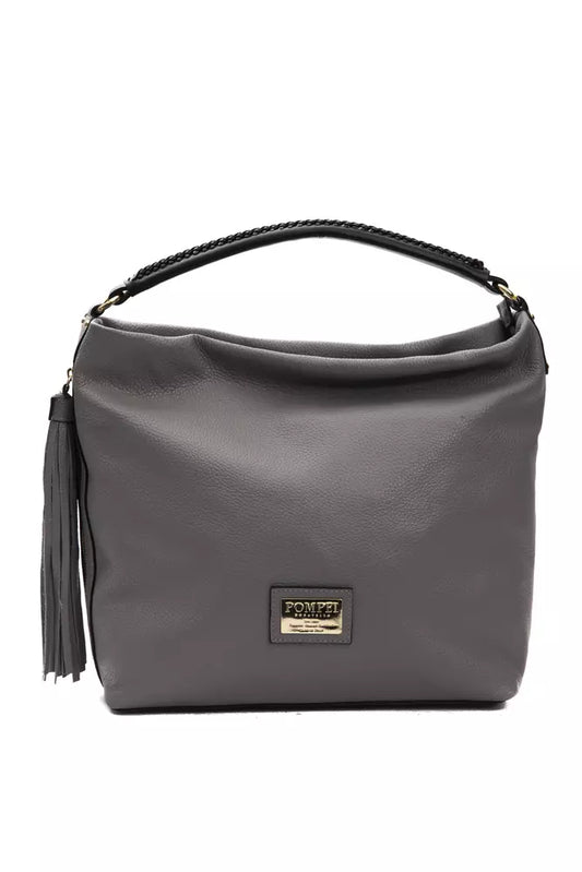 Pompei Donatella Gray Leather Shoulder Bag | Fashionsarah.com