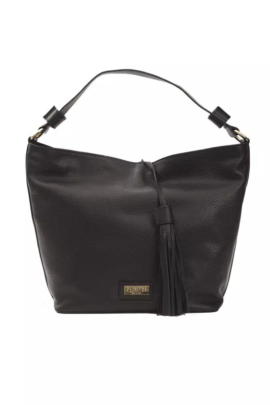 Pompei Donatella Black Leather Shoulder Bag | Fashionsarah.com