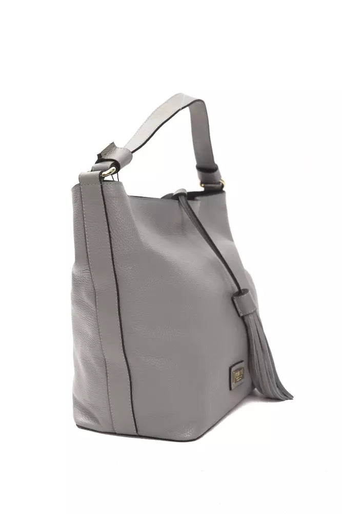 Pompei Donatella Gray Leather Shoulder Bag | Fashionsarah.com