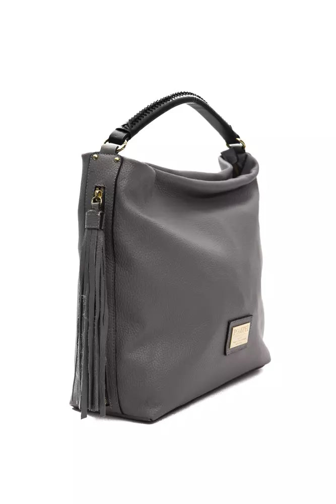 Pompei Donatella Gray Leather Shoulder Bag | Fashionsarah.com