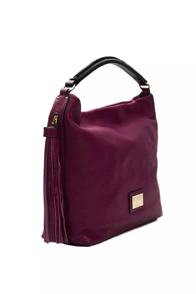 Pompei Donatella Elegant Burgundy Leather Shoulder Bag | Fashionsarah.com