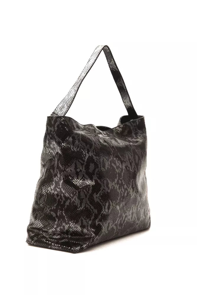 Pompei Donatella Gray Leather Shoulder Bag | Fashionsarah.com