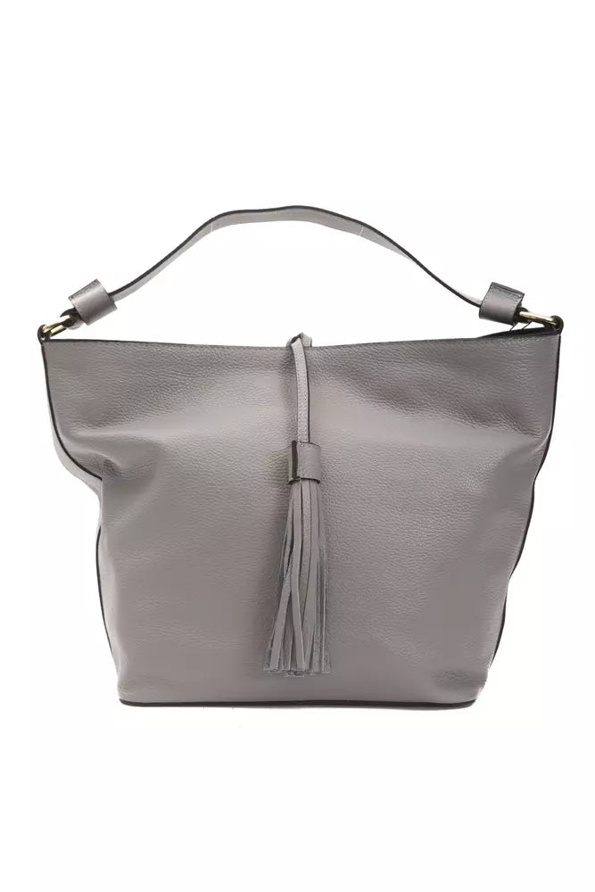 Pompei Donatella Gray Leather Shoulder Bag | Fashionsarah.com