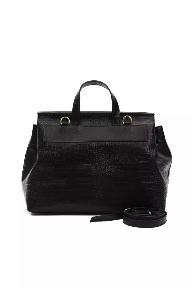 Pompei Donatella Black Leather Handbag | Fashionsarah.com