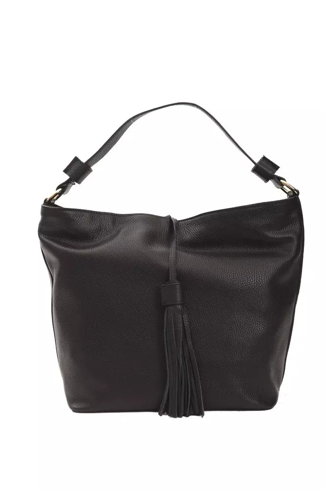 Pompei Donatella Black Leather Shoulder Bag | Fashionsarah.com