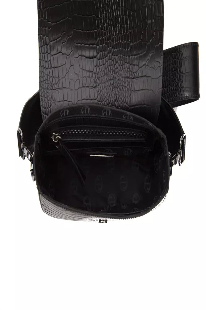 Pompei Donatella Black Leather Crossbody Bag | Fashionsarah.com