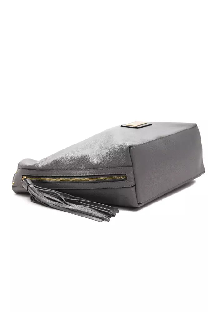 Pompei Donatella Gray Leather Shoulder Bag | Fashionsarah.com