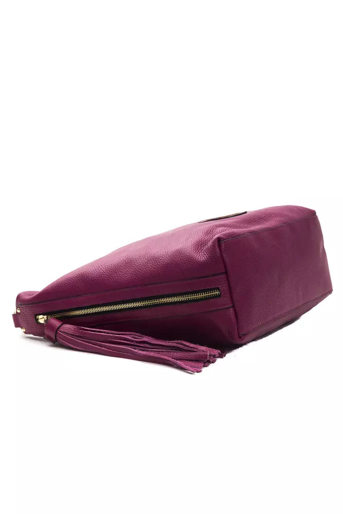 Pompei Donatella Elegant Burgundy Leather Shoulder Bag | Fashionsarah.com