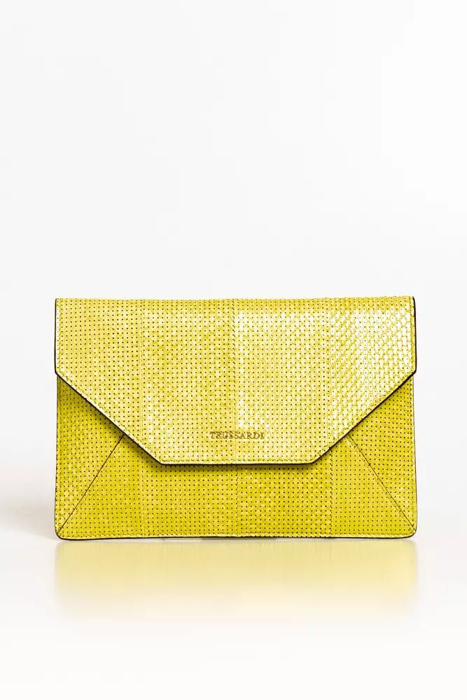 Trussardi Yellow Leather Clutch Bag | Fashionsarah.com