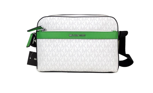 Fashionsarah.com Fashionsarah.com Michael Kors Cooper Small Bright White Palm Signature PVC Utility Crossbody Bag