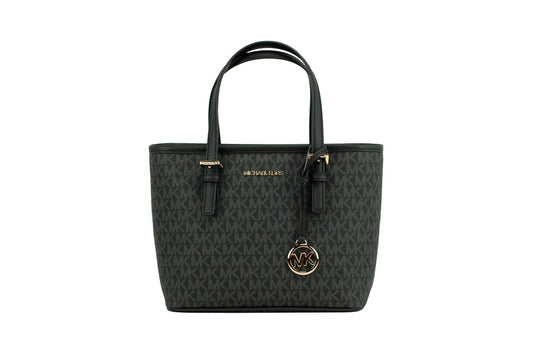 Fashionsarah.com Fashionsarah.com Michael Kors Jet Set Black Signature XS Carryall Top Zip Tote Bag Purse