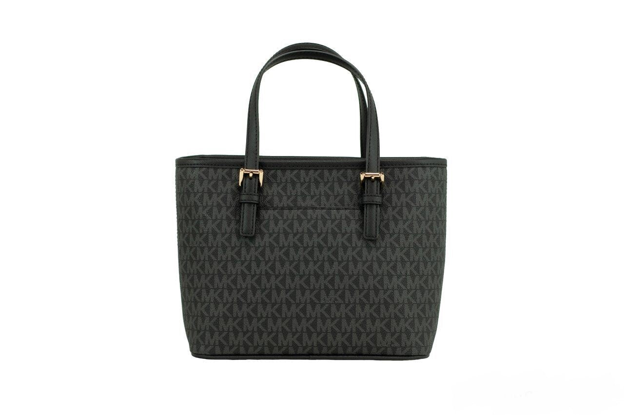 Fashionsarah.com Fashionsarah.com Michael Kors Jet Set Black Signature XS Carryall Top Zip Tote Bag Purse