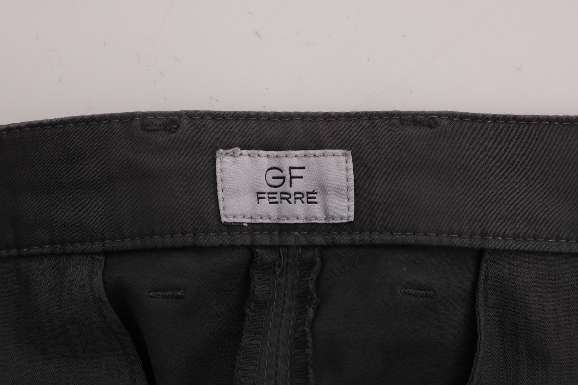 Fashionsarah.com Fashionsarah.com GF Ferre Elegant Slim-Fit Gray Cotton Trousers